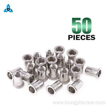 Knurled Open End Rivet Nut Knurled Stainless Steel